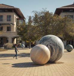 Alicja Kwade public art installation in the Science & Engineering Quad Courtyard